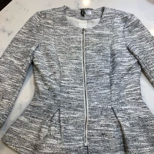 DIVIDED black and white peplum jacket